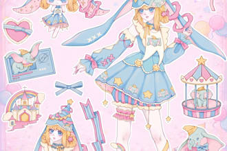 design custom kawaii anime sticker sheet and bundle