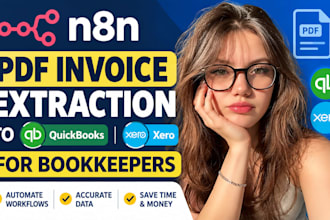 build n8n pdf invoice extraction to xero or quickbooks for bookkeepers