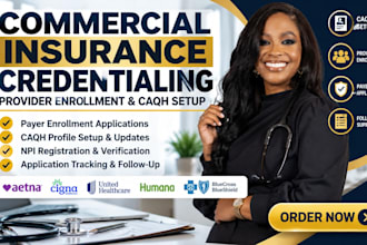 do commercial insurance credentialing, provider enrollment and caqh setup