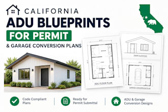 california adu blueprints, permit garage, conversion plans