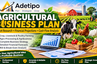 create an agricultural business plan with financial projections and cash flow