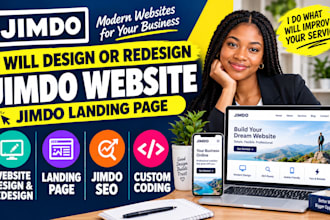 design or redesign jimdo website, jimdo landing page, jimdo SEO, custom coding