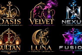 design a professional, shisha, lounge, smoke nightlife hookah logo