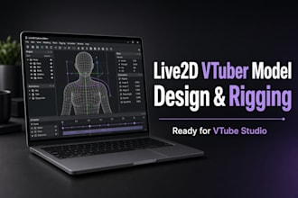 design and riggging live2d vtuber model, 2d vtuber model for vtube studio