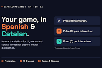 translate and localize your video game into or catalan