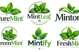 design a professional leaf, fresh, organic, natural  botanical mint logo