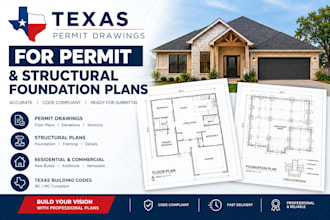 texas blueprints,permit structural, foundation,floor plans