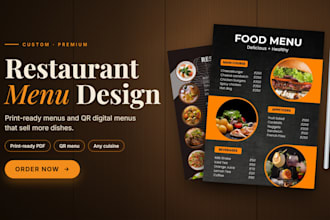 design an editable canva restaurant menu, qr menu and table tent