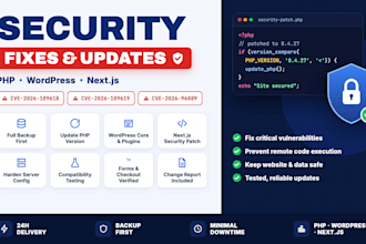 update and secure your wordpress PHP or nextjs website