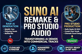 remake suno ai songs and recreate ai music into pro studio audio