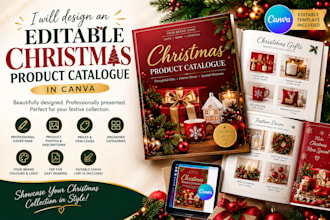 design an editable christmas product catalogue in canva