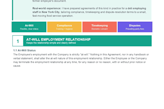 draft small business employment agreements and HR policy templates
