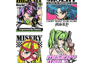 do custom streetwear t shirt graphics, anime logo and vintage grunge designs