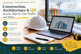 write construction, architecture, and qs articles, reports, case study, notes