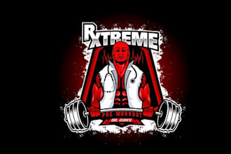 design aggressive pre workout logo for gym fitness artwork