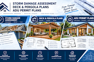 create storm damage reports, deck plans and adu permit plans