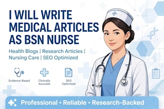 write medical, health nursing research articles as bsn nurse