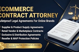 draft ecommerce supplier and product supply agreement by US attorney