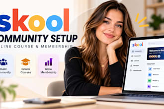 setup skool community, skool online course, course creation and skool manager
