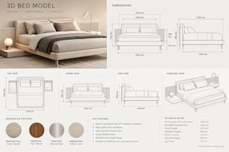 create 3d bed furniture models and photorealistic renders