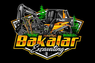 design unique excavator, skid steer and forestry mulching logo