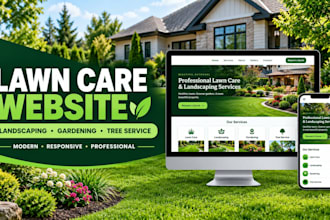 design lawn care website landscaping gardening tree gutter cleaning website