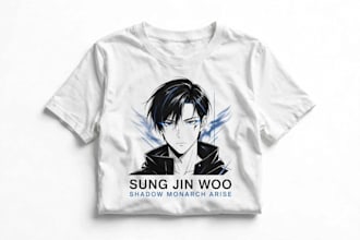 design sung jin woo anime tshirt front back arise army