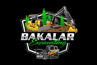 do wonderful excavator, skid steer and forestry mulching logo