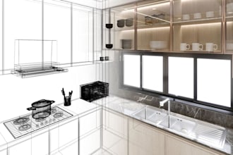 create 3d kitchen cabinets and photorealistic kitchen renders