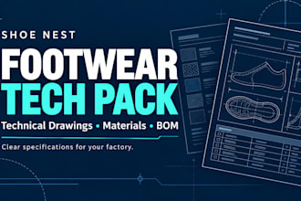 create detailed footwear tech packs for shoe manufacturing