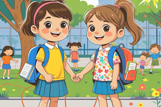 children story book illustration, children story book