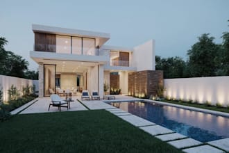 renovate modern villa exterior,facade reconstruction from photo,3d visualization