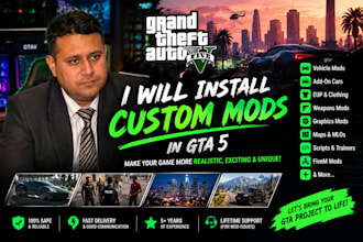 install gta 5 mods,fix crashings,fivem work,custom mods