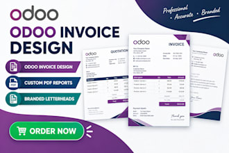 design custom odoo PDF invoice reports, templates, and branded letterheads