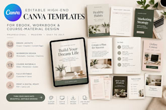 editable canva ebook, workbook and course material design