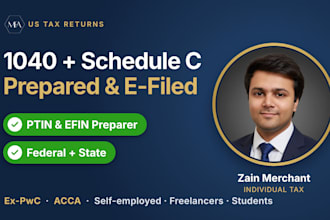 prepare and efile your US 1040 tax return, schedule c and state return
