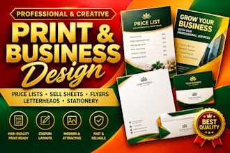 design price list sell sheet sales flyer letterhead  and stationery design