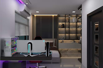 render realistic bedroom interior