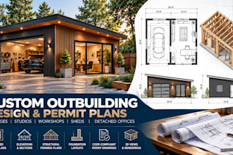 design custom backyard shed, detached garage, and adu plans