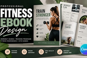 design professional fitness ebook, workout guide, training program PDF in canva