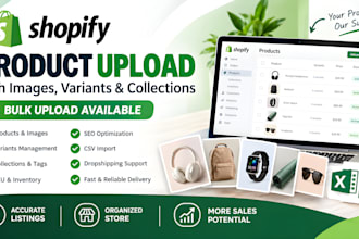 upload shopify products with images, variants and collections