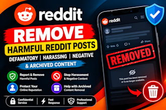 report and remove defamatory harassing negative content on reddit professionally