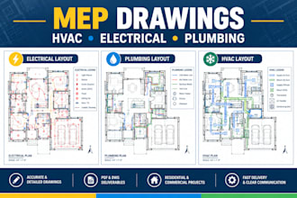 create mep drawings for electrical plumbing and hvac