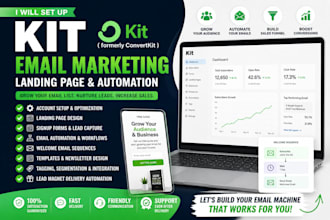 set up kit convertkit email marketing, landing page and automation