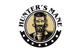 design stand out classic hair beard hunt logo