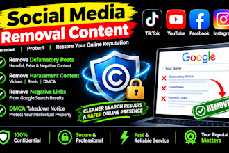 remove facebook,instagram defamatory post,harassment content, videos,reels,dmca