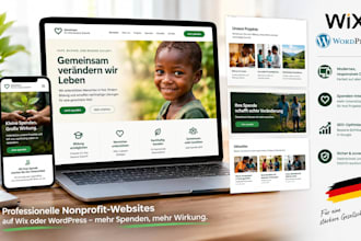 design german non profit website on wix, wordpress to boost donations and impact