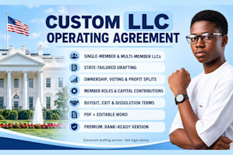 write a custom llc operating agreement for single and multi member llcs