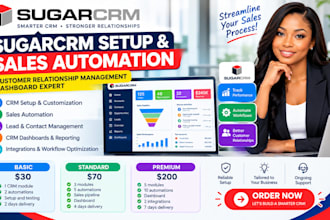 setup sugarcrm sale automation customer relationship management dashboard expert