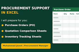 create purchase orders, quotation comparison and inventory sheets in excel